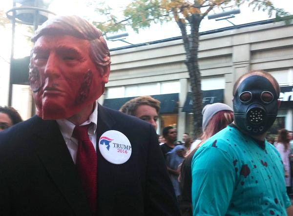 Zombie Trump and a friend dropped by Denvers Zombie Crawl.