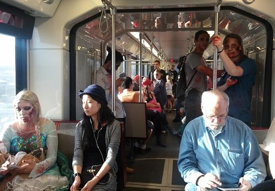 Not your typical commute on the light rail 