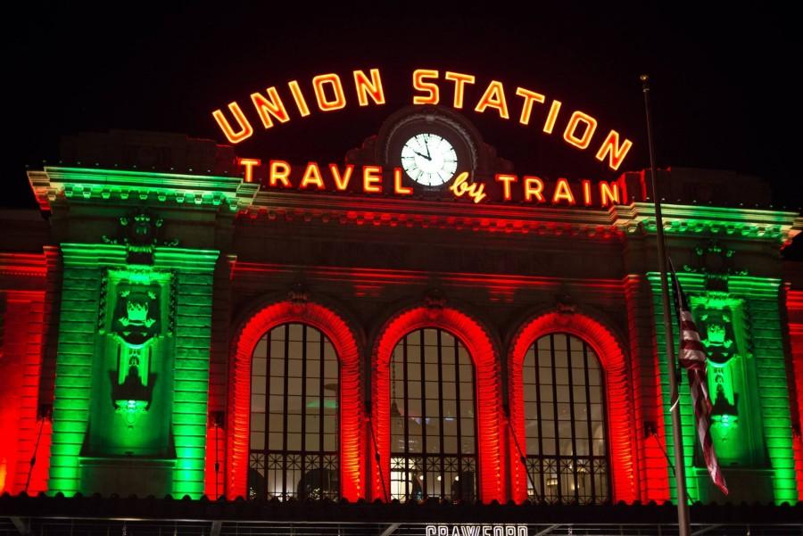 Denvers venerable Union Station serves as a colorful symbol of the holiday season.