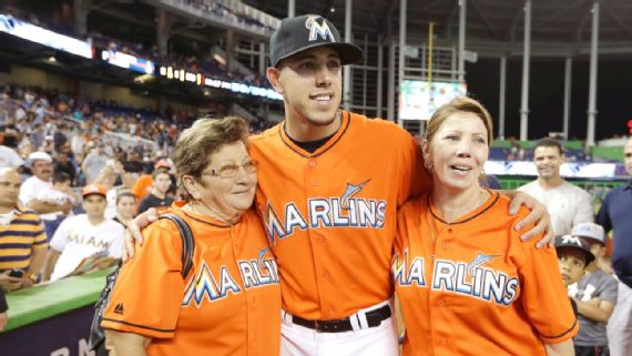 Jose Fernandez, also pictured with his grandmother Olga (left) and his mother, Maritza Fernandez (right).