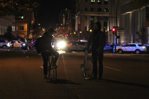 Police blocking off the street.