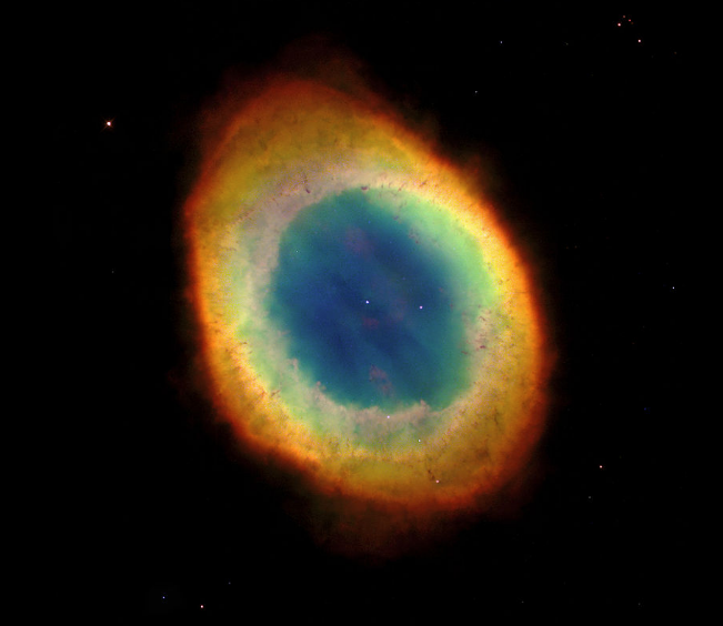 Ring Nebula viewed through NASAs Hubble Telescope. Image via WikiMedia