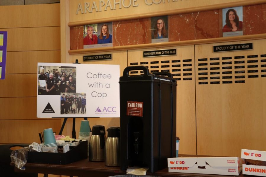 Arapahoe Community College hosted another Coffee with a Cop, with donuts and Caribou Coffee on April, 9, 2019. The event was fun and informative for many students who attended.
