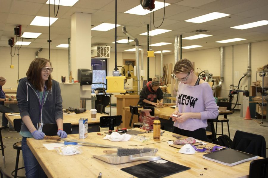 ACC Makers Space students working on projects in Art Design Building on Thursday April 18th, 2019. 