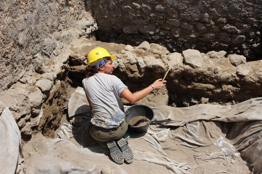 An archeologist works on more excavations in the Pompeii ruins. Photo taken on Thursday, June 20 ,2019.