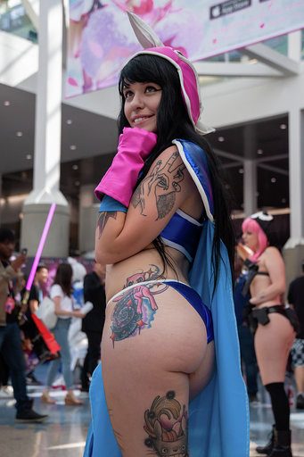 Marrissa Cloutier, aka Pokeprincxess, cosplaying as Chi-Chi from Dragon Ball, at the 2019 Anime Expo in Downtown Los Angeles, Cali. on July, 4, 2019.
