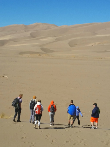 Students of the outdoor club at the National Sand Dunes Park at Colorado Springs. 