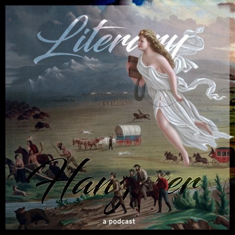 Logo for the American literature podcast, Literary Hangover.