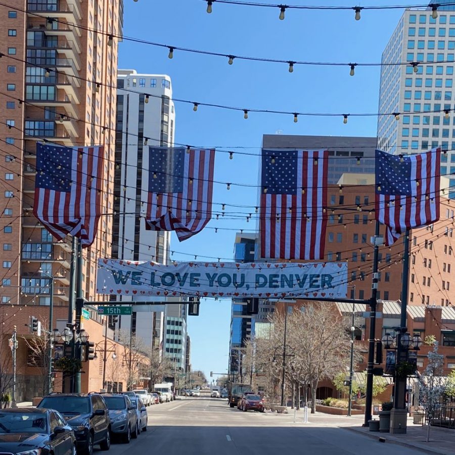 Banners+hung+across+Larimer+Street+in+Downtown+Denver+on+April+7+2020.+Set+up+to+thank+healthcare+workers+and+show+unity+in+the+city+of+Denver.