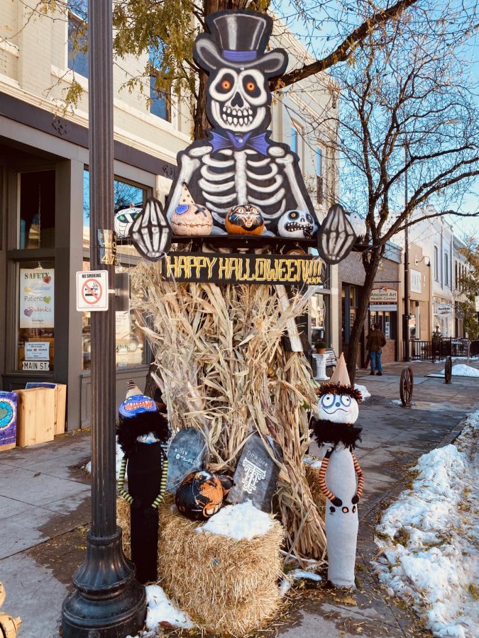 October 28, 2020, Downtown Littleton, shows Halloween spirit