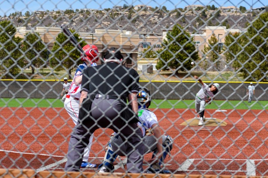 Unknown pitcher throws the ball. April 25th, 2021. Metzler Ranch Community Park, Castle Rock, CO. 