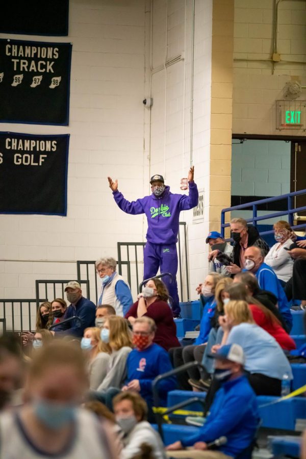 Fans show their frustration with a referees penalty call at Highlands Ranch High School on March 9th, 2021.