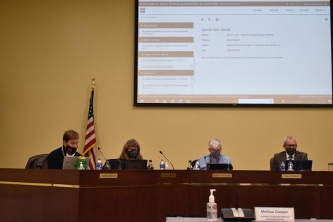 Members of the Littleton Public Schools Board of Education hear comments on January 27. 