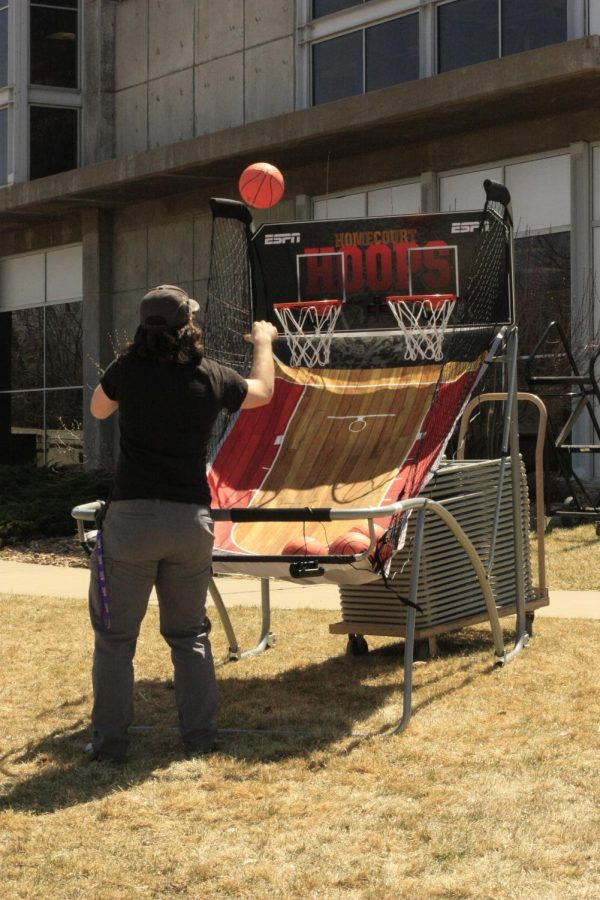 Students had many activities at the Spring Fling, including this pop-up basketball game (which may have fallen a couple of times). Taken April 20, 2022.