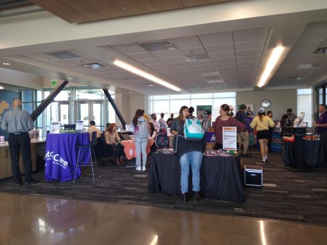 Students gather at the Sturm Collaboration Campus to learn about helpful services. Taken October 21, 2022.