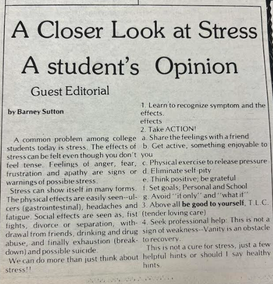 Throwback Thursday: A Closer Look at Stress A students Opinion