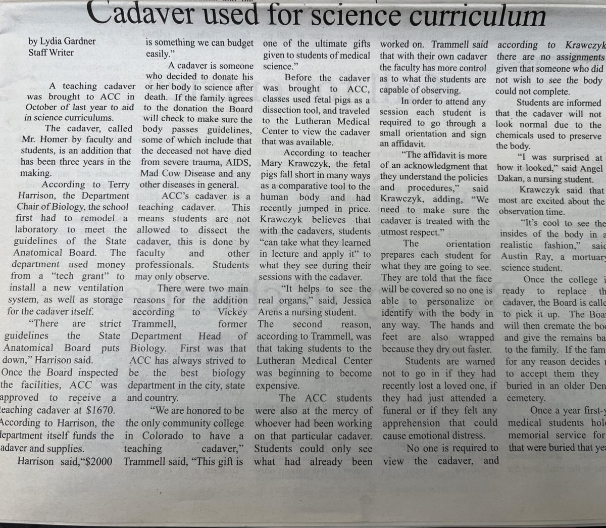 Photograph of the original article that ran on Feb. 24, 2003.