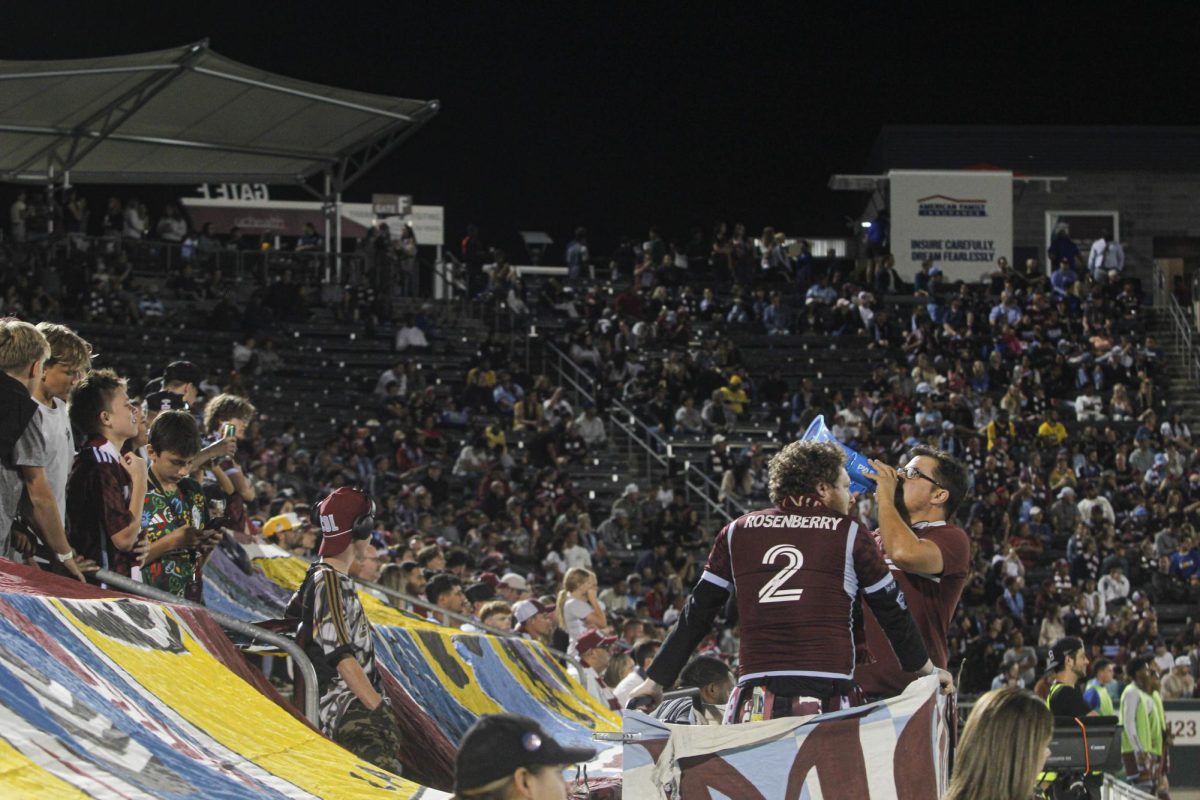 Fan Ultras lead the fan section in cheering and chants during the Colorado Rapids 1-3 loss to the LA Galaxy. 