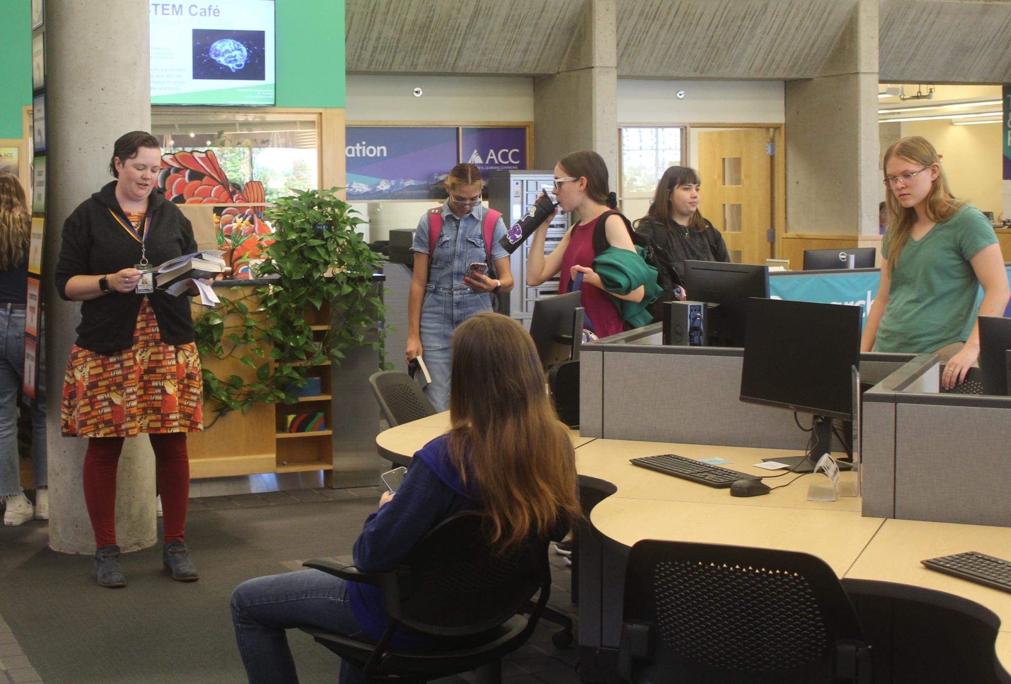 Banned Book Week flash mob reading at the ACC Library, Sept 25, 2024