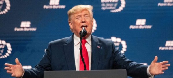 U.S. President Donald Trump at the 101st American Farm Bureau Federation (AFBF) Annual Convention and Trade Show on Jan 19, 2020, in Austin, TX. Other government officials include USDA Secretary Sonny Perdue, Senate Agriculture Chairman Pat Roberts (R-Kan.) and Sen. Jerry Moran (R-Kan.).

More:

 USDA Photo By Lance Cheung. Original public domain image from Flickr