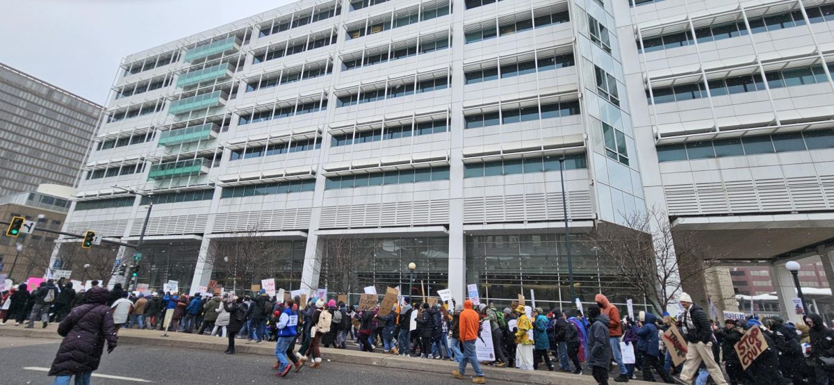 Protestors marching down 15th St.