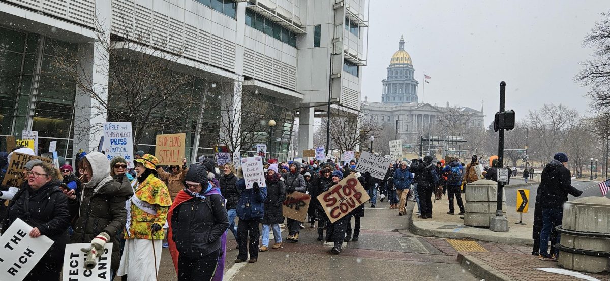 Protestors marching down 15th St.