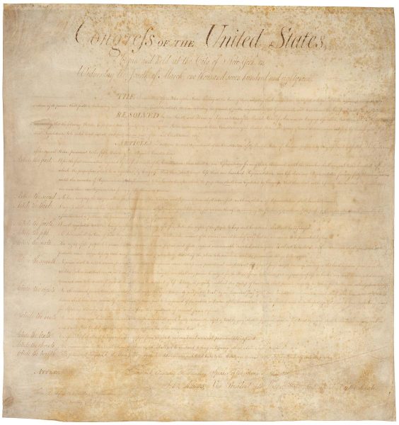 The United States Bill of Rights, as captured by The National Archives