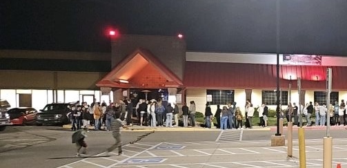 Outside The Ritual Haunted House on a busy Saturday Night